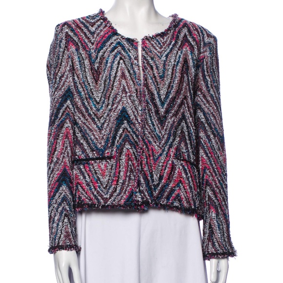 NWT IRO Weird Jacket Tweed Collarless Blazer in Candy Pink Multi Color